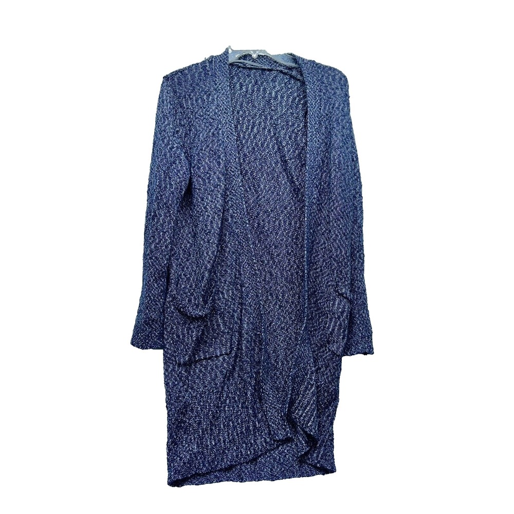 Athleta Womens Medium Blue Cotton Blend Open Long Cardigan Sweater (F3)